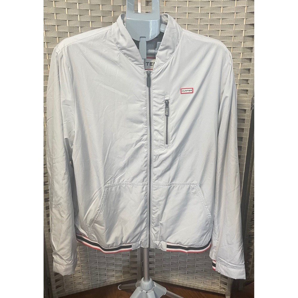 Hunter Original Mens Light Grey Water Resistant Bomber Jacket Size Large NWT